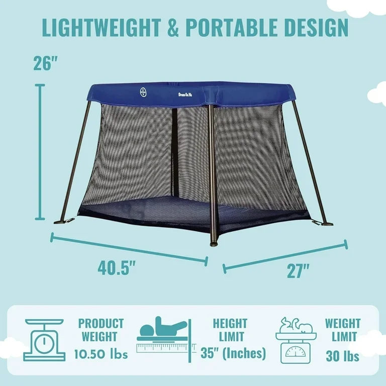 Diagram showing Lightweight Portable design with dimensions 40.5 x 27 x 26 in, 10.5 lb, height limit 35 in, max weight 30 lb