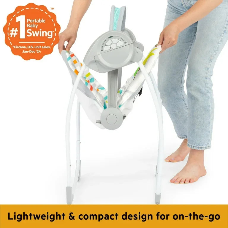 NEW Bright Starts Playful Paradise Portable Compact Baby Swing