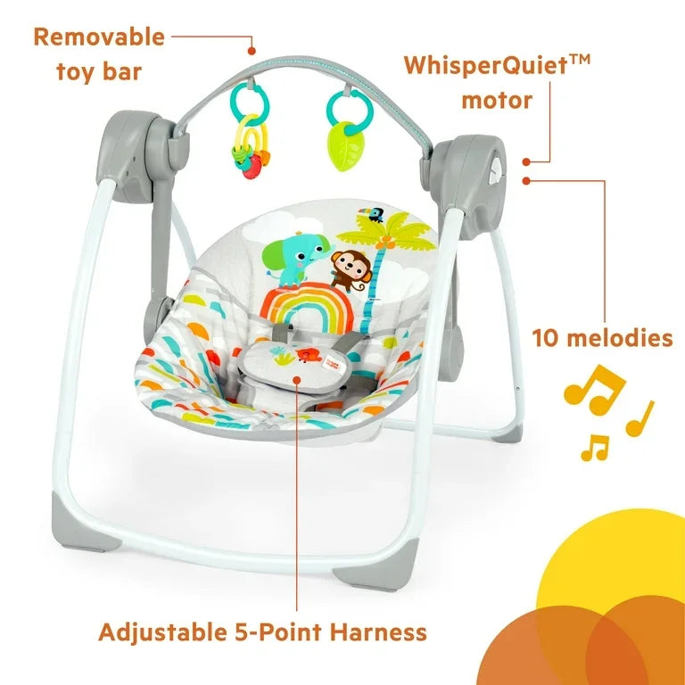 NEW Bright Starts Playful Paradise Portable Compact Baby Swing