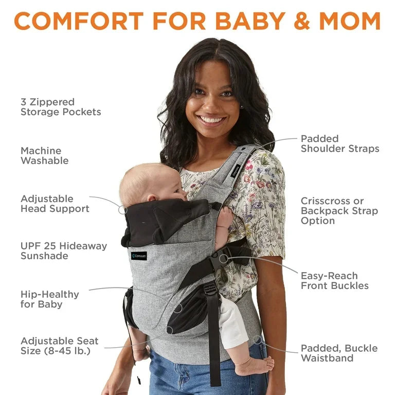 NEW Contours Odyssey 5-Position Baby Carrier Grey 8-45lbs
