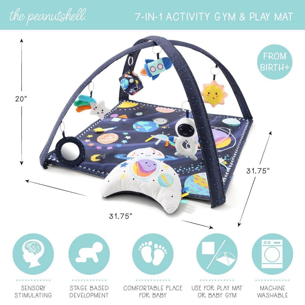 The Peanutshell Space 7-in-1 Activity Play Gym & Play Mat