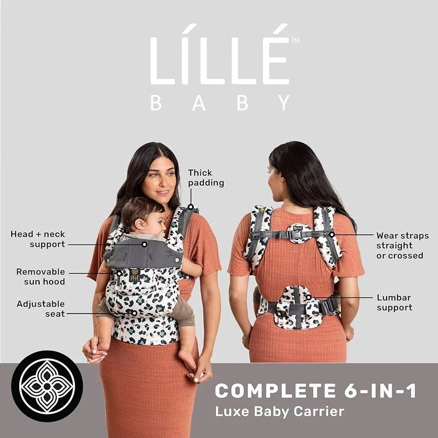 NEW LILLEbaby Complete Original 6-in-1 Baby Carrier - Desert Leopard 7-45lbs