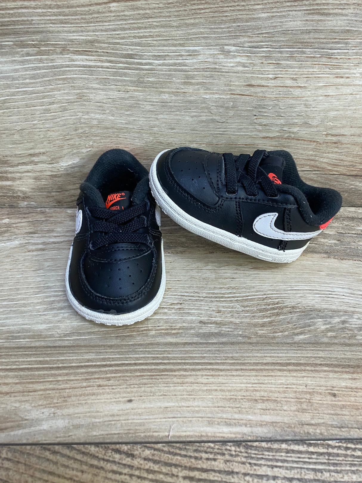 Nike Force 1 Low Crib 'Black Flash Crimson' Shoes sz 3c - Me n Mommy To Be