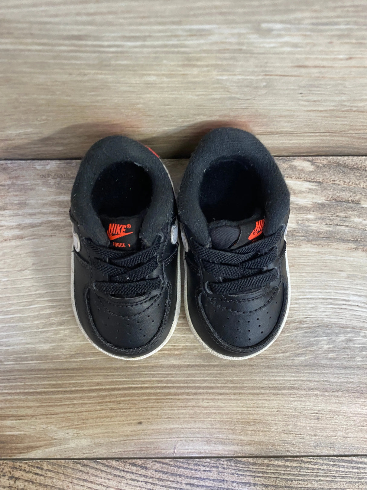 Nike Force 1 Low Crib 'Black Flash Crimson' Shoes sz 3c - Me n Mommy To Be
