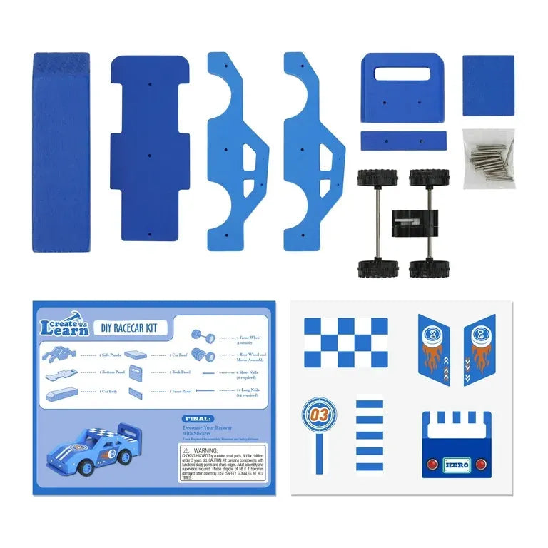 Create and Learn 13-Piece DIY Racecar Kids Project Kit Blue - Me n Mommy To Be