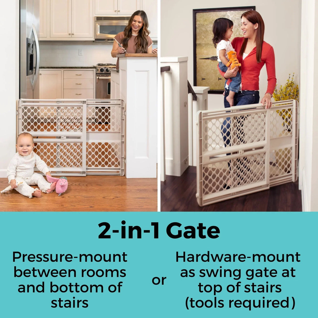 NEW Toddleroo by North States Supergate Ergo Safety Gate, Sand 28''-42''