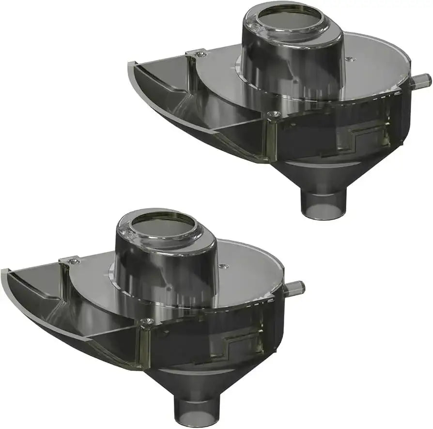 Two views of the Mixzeny formula dispenser replacement funnel for Baby Brezza Formula Pro Mini on a white background