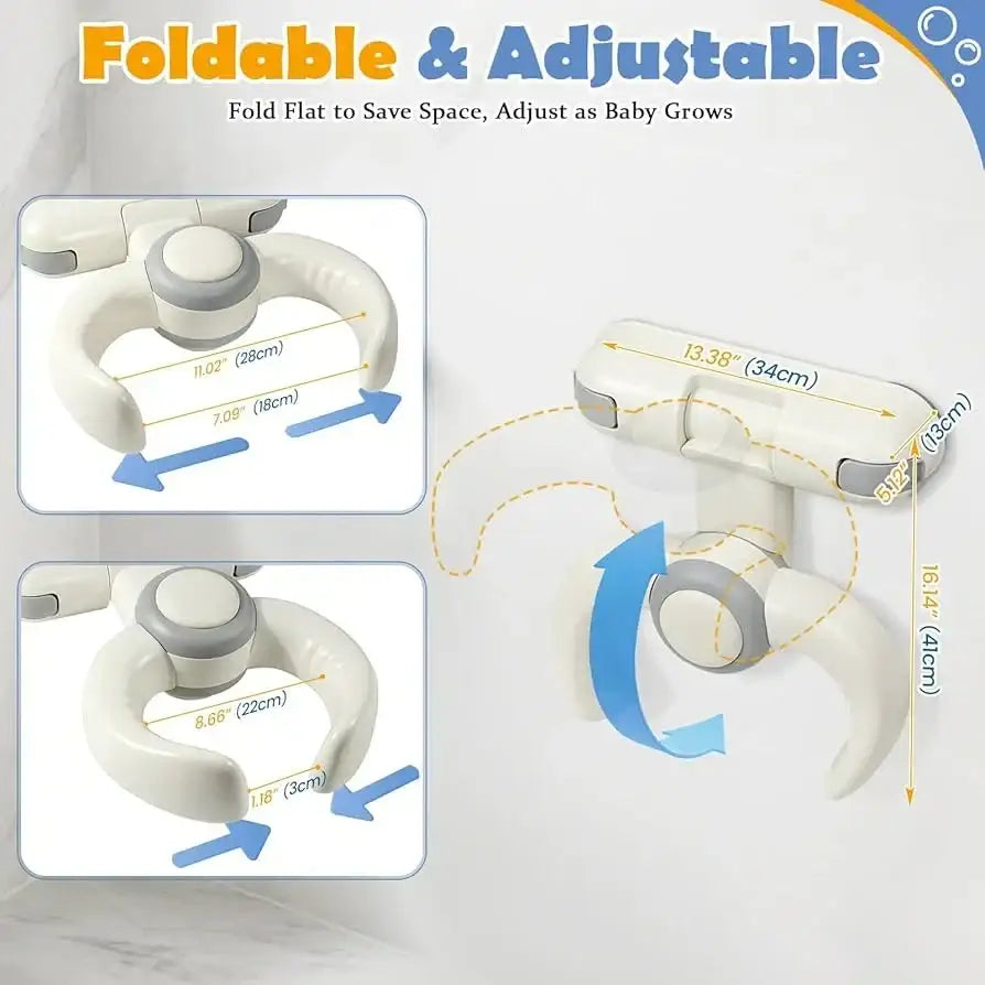 Angled view of IvyWind wall-mounted baby shower stand, foldable and adjustable, measurements 34 cm wide, 41 cm tall