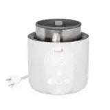 Front view of Boon Tempro Direct Heat breastmilk warmer with stainless-steel insert and touch controls on white background