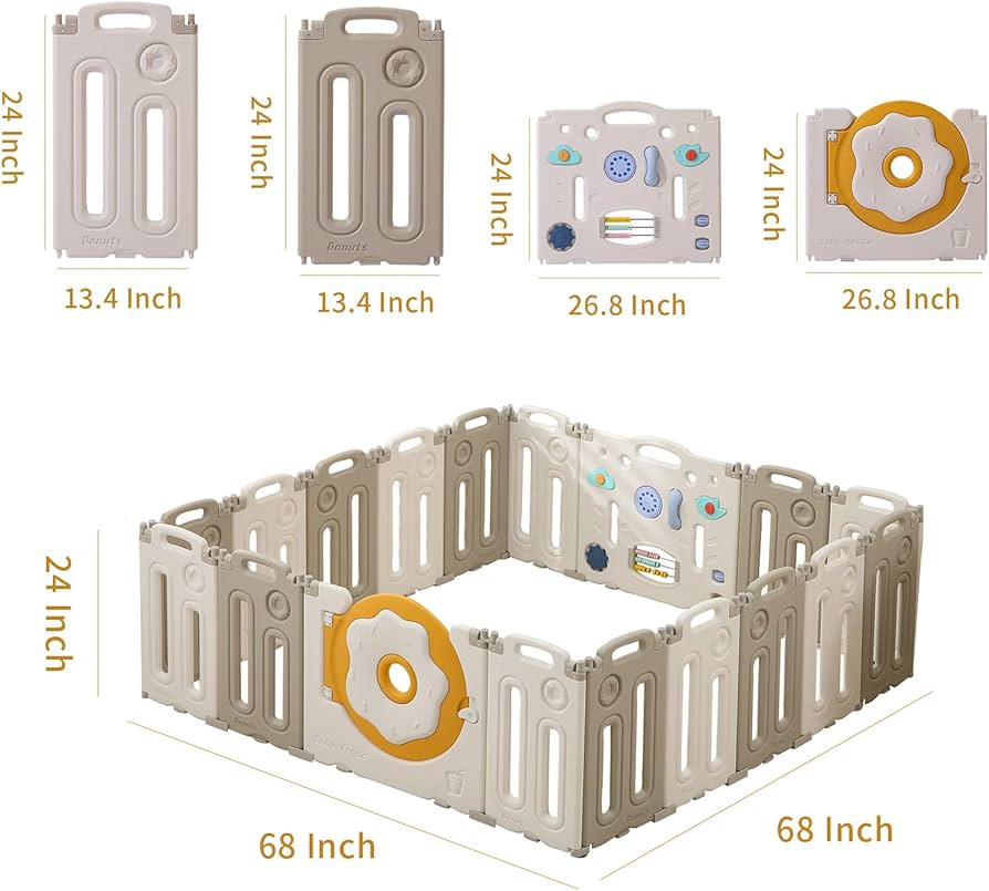 IFLETH 20 Panel Foldable Baby Playpen, Donuts*