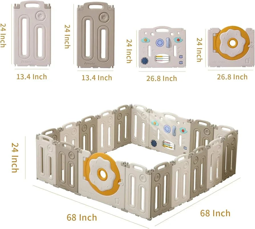 IFLETH 20 Panel Foldable Baby Playpen, Donuts*