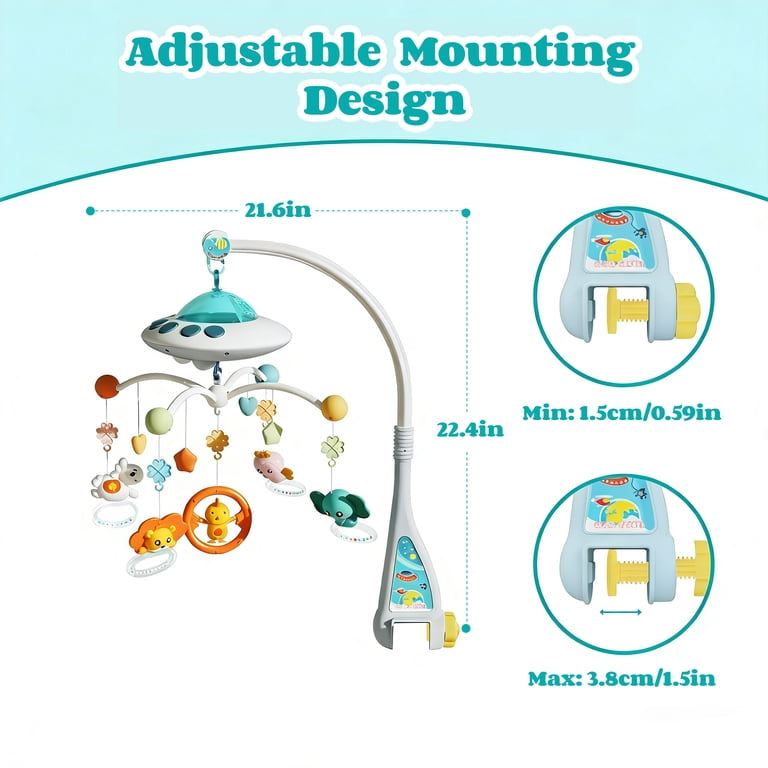 FVLOENG Musical Baby Crib Mobile with Remote, Space Travel