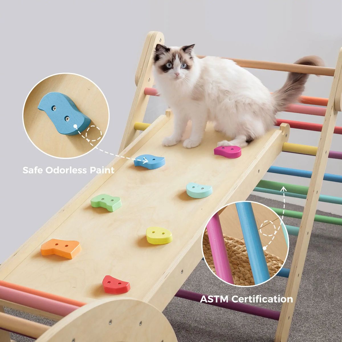 Tiny Land Pikler Triangle 7-in-1 Montessori Climbing Set