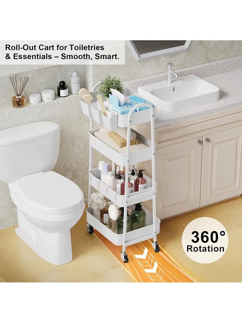 NEW 3 Tier Khaki Metal Utility Rolling Cart