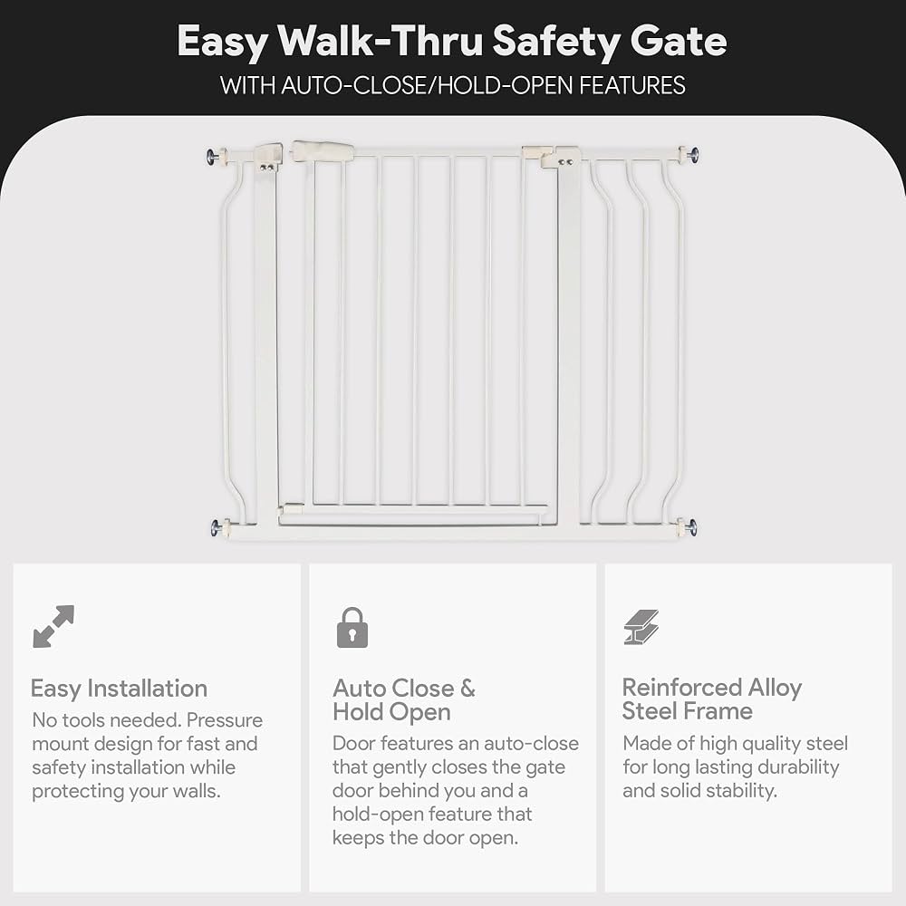 BalanceFrom Easy Walk-Thru Baby Gate White 29.1-38.5"