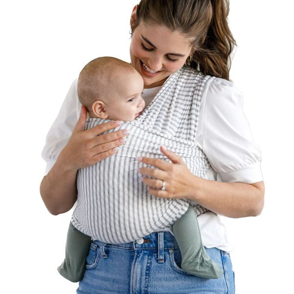 Solly Baby Wrap Carrier in White Striped 8-25lbs