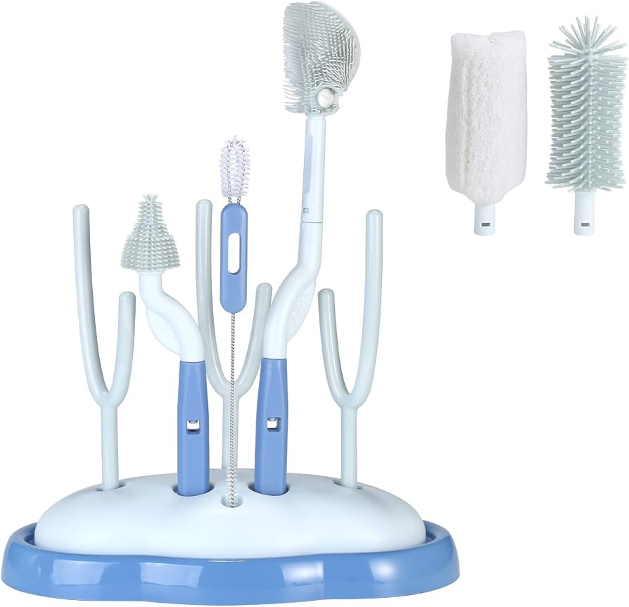 NEW Voowo Baby Bottle Brush & Drying Rack Travel Case