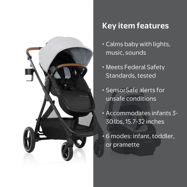 NEW Evenflo Shyft Intuiti Travel System w/ LiteMax NXT SensorySoothe Car Seat in Storm Grey