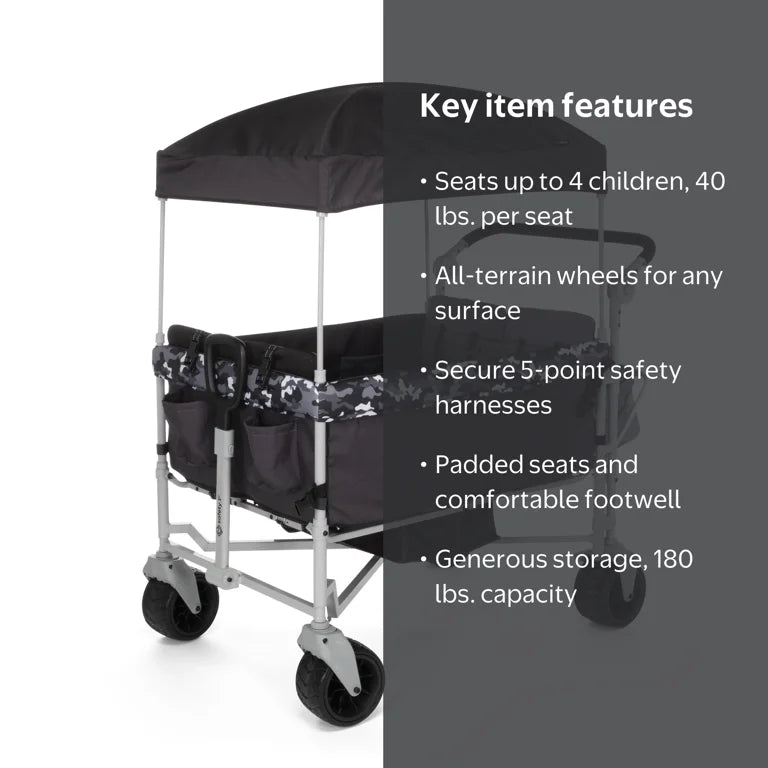 NEW Safety 1st Summit Sprint Quad Wagon Stroller 4 Seater in Charcoal Camo