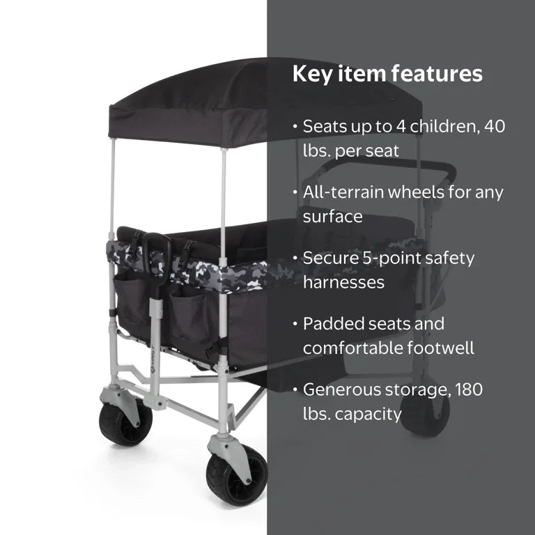 NEW Safety 1st Summit Sprint Quad Wagon Stroller 4 Seater in Charcoal Camo