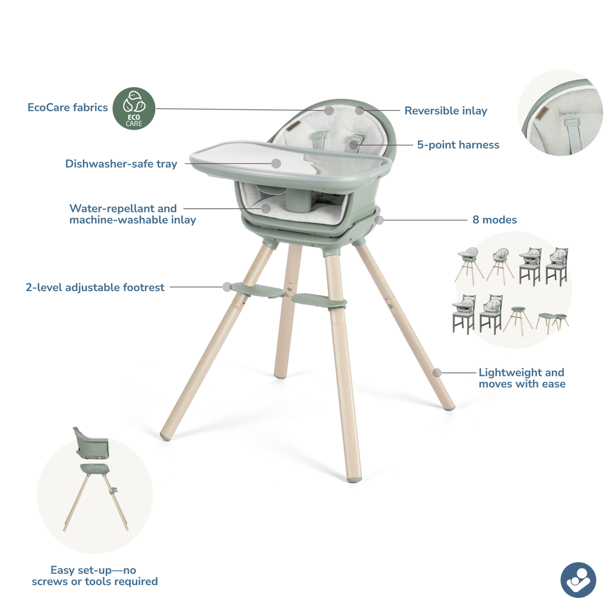Maxi-Cosi Moa 8-in-1 High Chair in Classic Slate