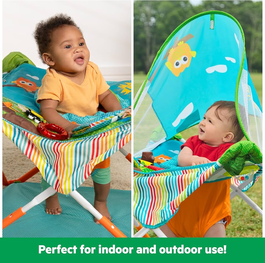 Bright Starts Pop 'N Jump Portable Baby Jumper in Owl Forest