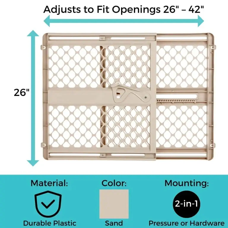 NEW Toddleroo by North States Supergate Ergo Safety Gate, Sand 28''-42''
