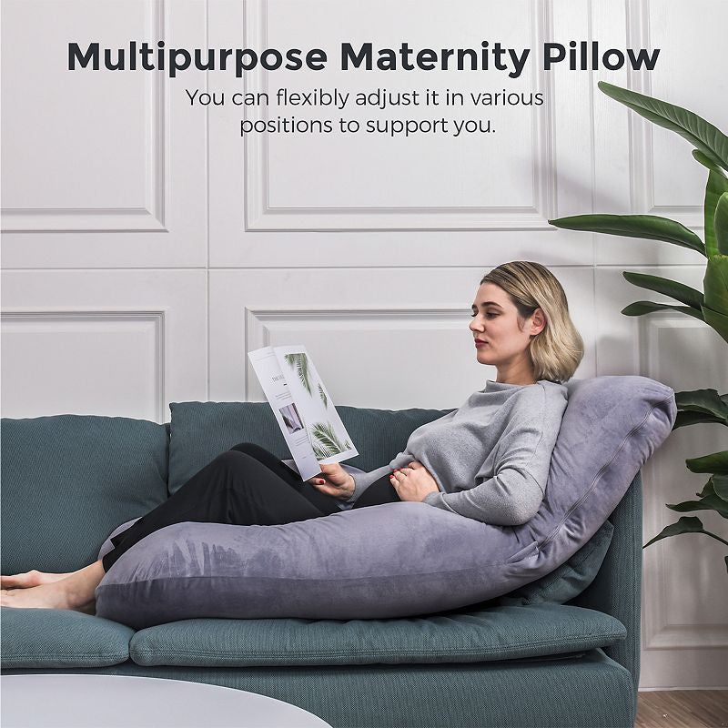 NEW Momcozy U Shaped Pregnancy Body Pillow, Grey