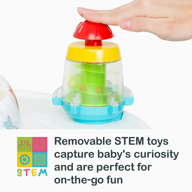 Smarts Steps 3-in-1 Bounce N’ Play Activity Center, Tike Hike with removable STEM toys for on-the-go fun