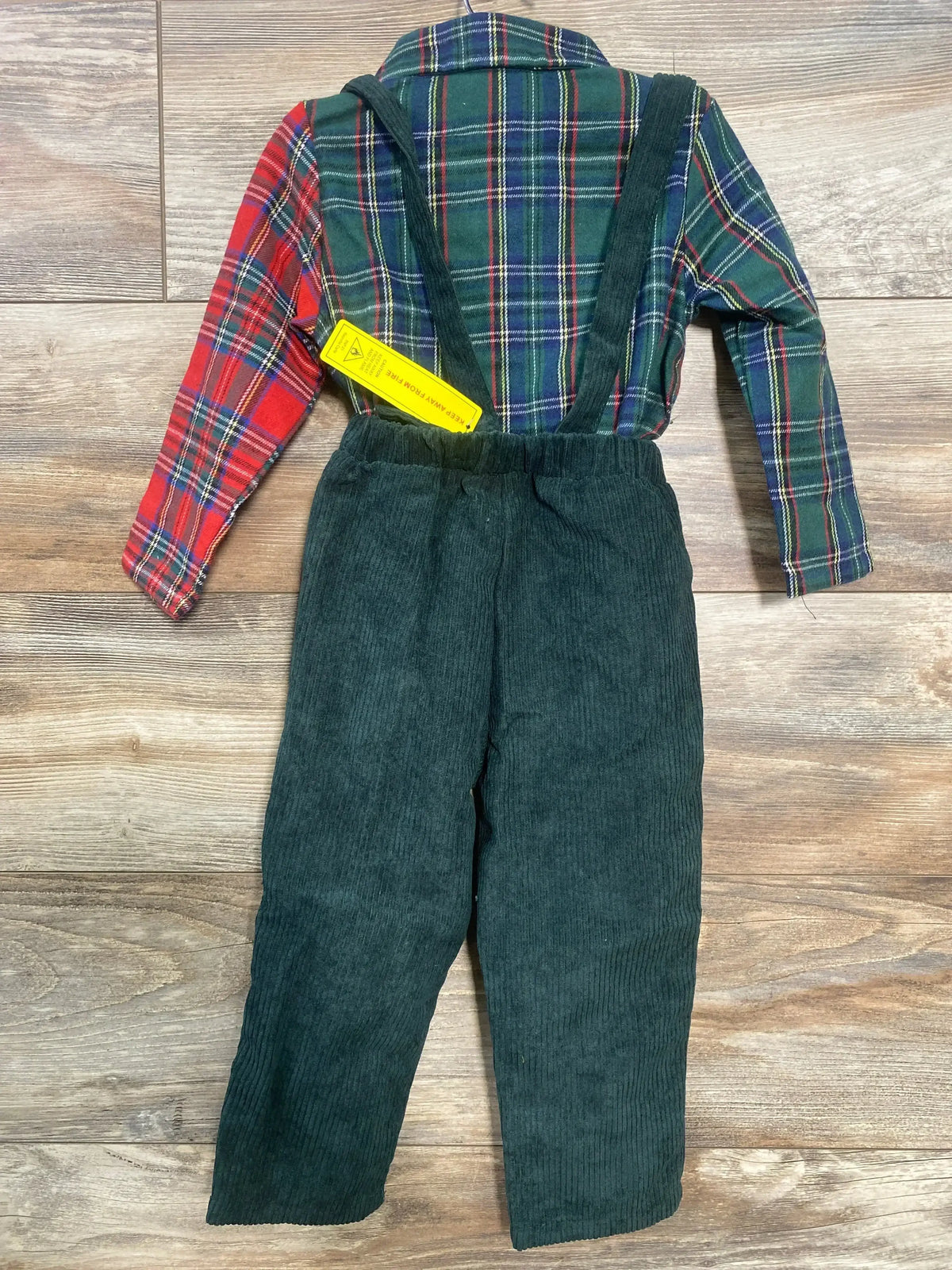 NEW Shein Gentleman Tartan Shirt And Corduroy Overalls 2pc Set sz 18-24m - Me n Mommy To Be