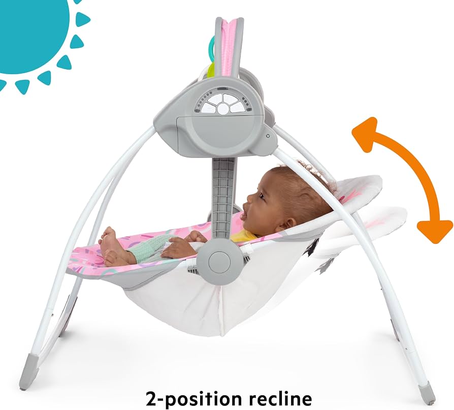 NEW Bright Starts Pink Paradise Portable Swing