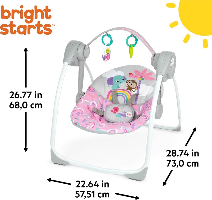 NEW Bright Starts Pink Paradise Portable Swing