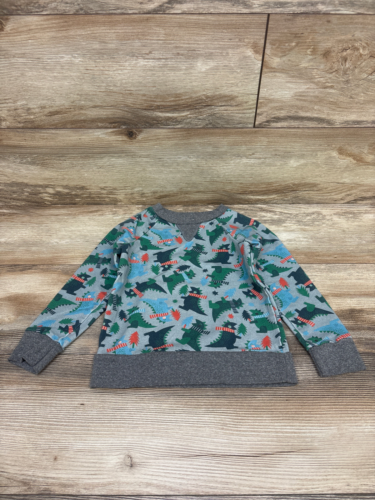 Miki Miette Iggy Dino Holiday Pullover Sweatshirt Green sz 4T