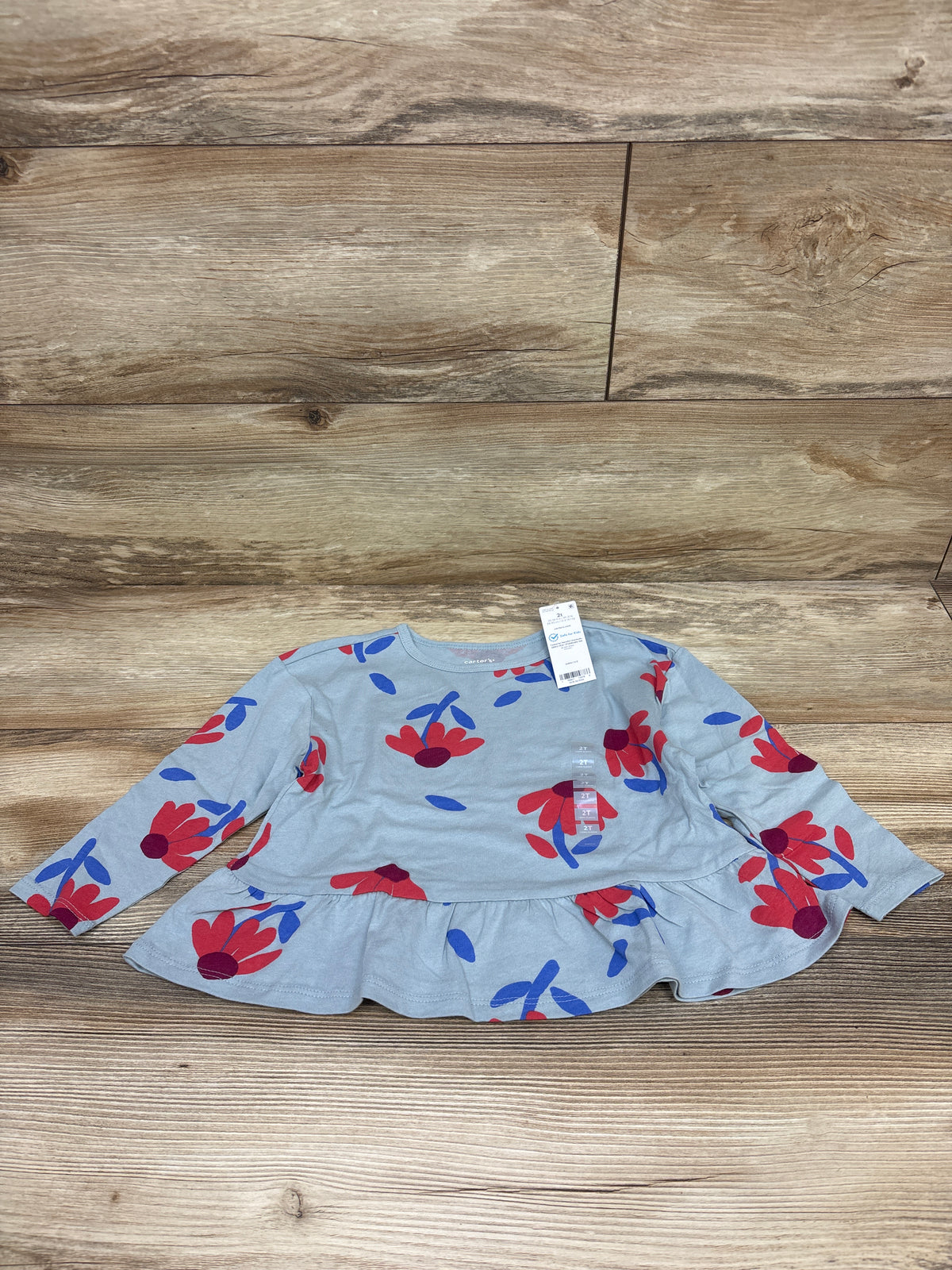 NEW Carter's Long Sleeve Peplum Top Blue sz 2T