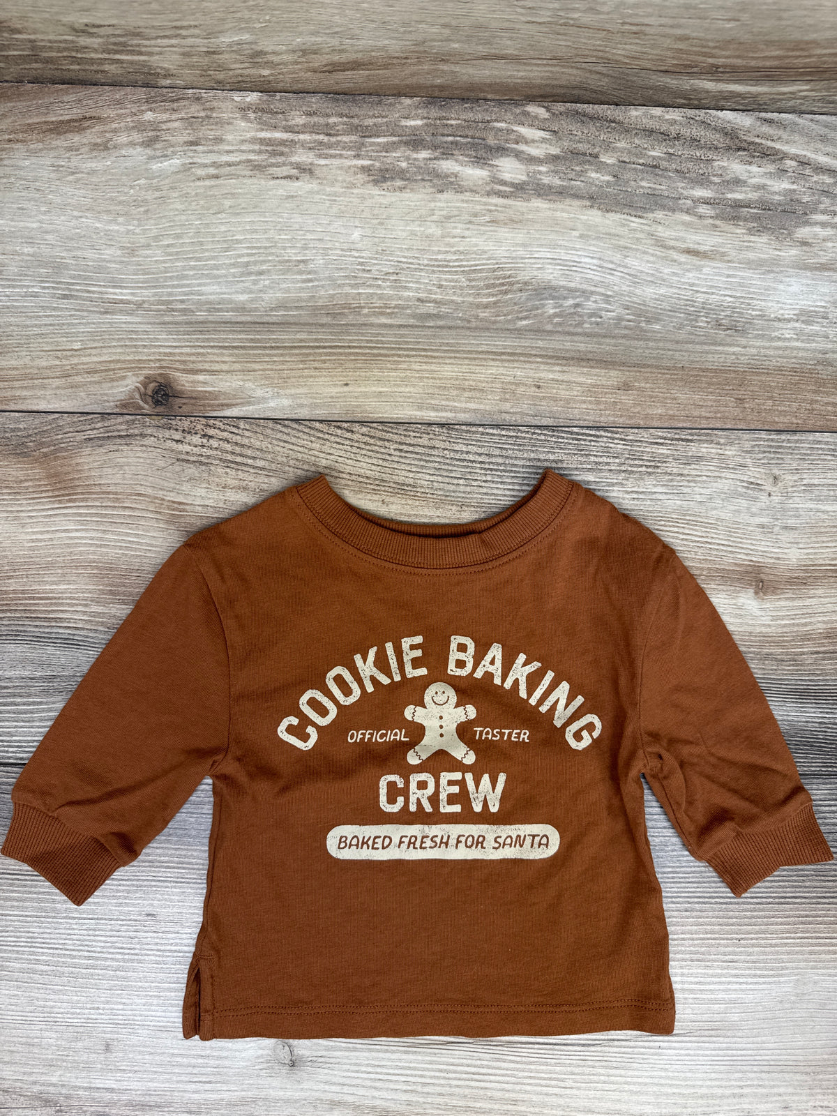 Little Co Bakes Fresh For Santa Shirt Brown sz 3m
