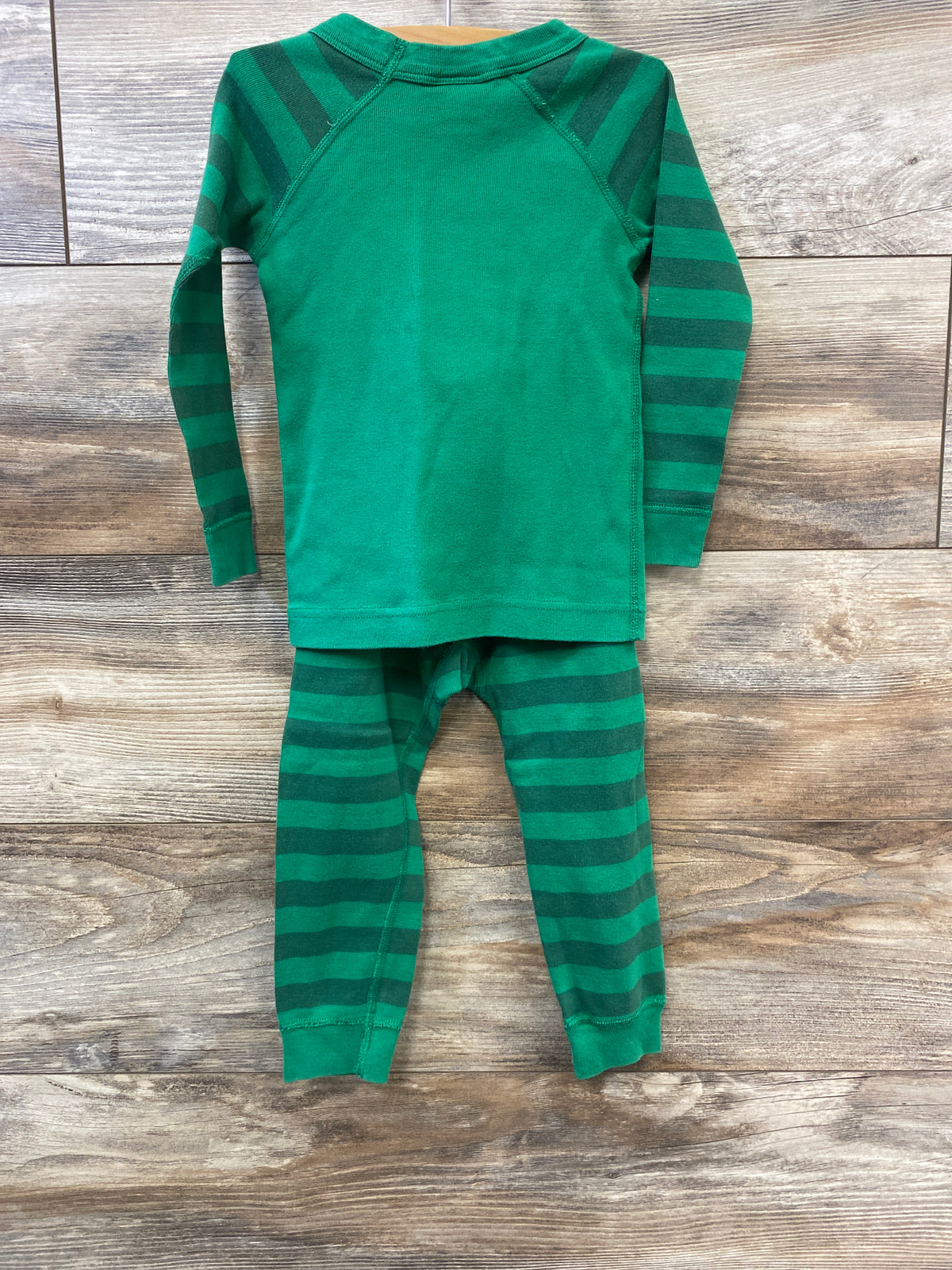 Hanna Andersson 2pc Organic Long Johns Pajama Set Green sz 3T