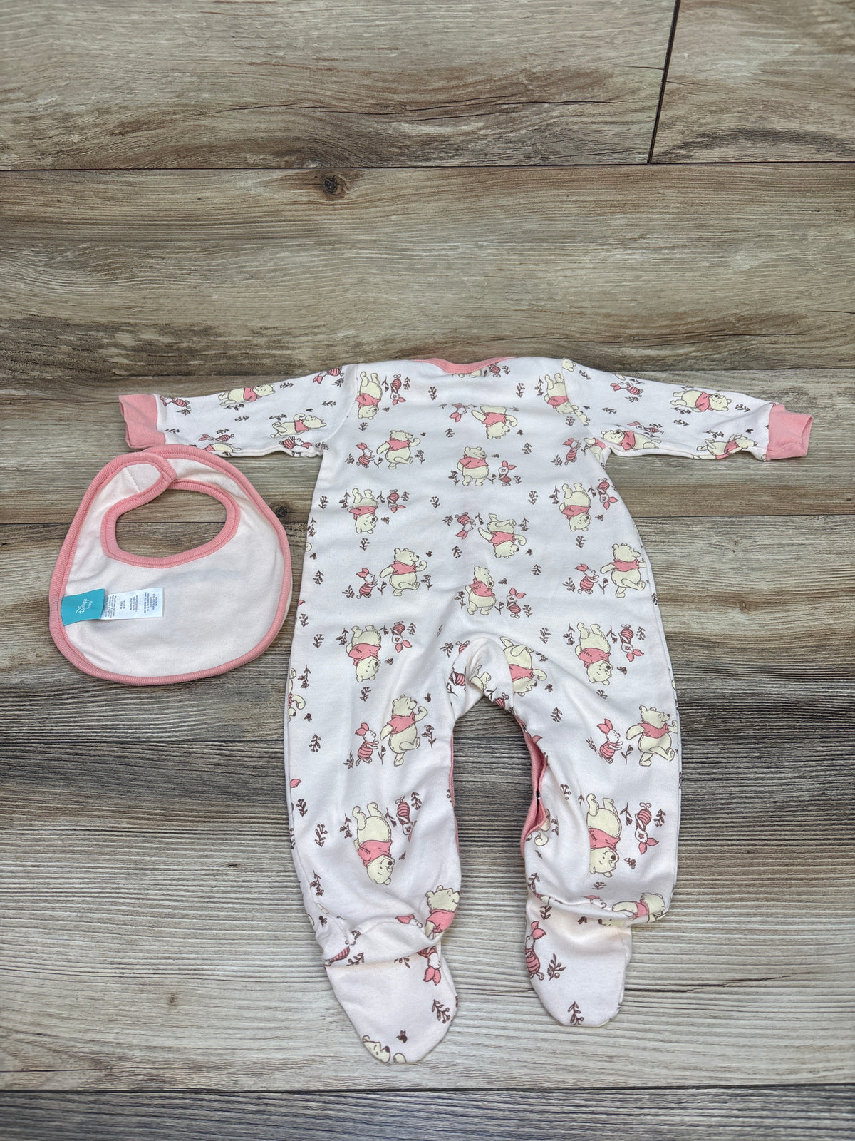 Disney Baby 2pc Winnie The Pooh Snap Sleeper & Bib Set Pink sz 6-9m