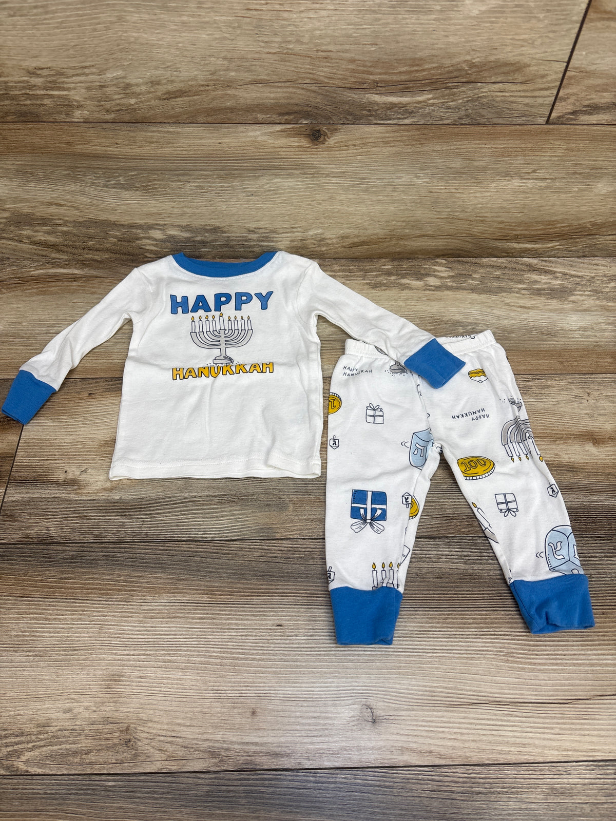Carter's 2pc Happy Hanukkah Pajama Set White sz 6m