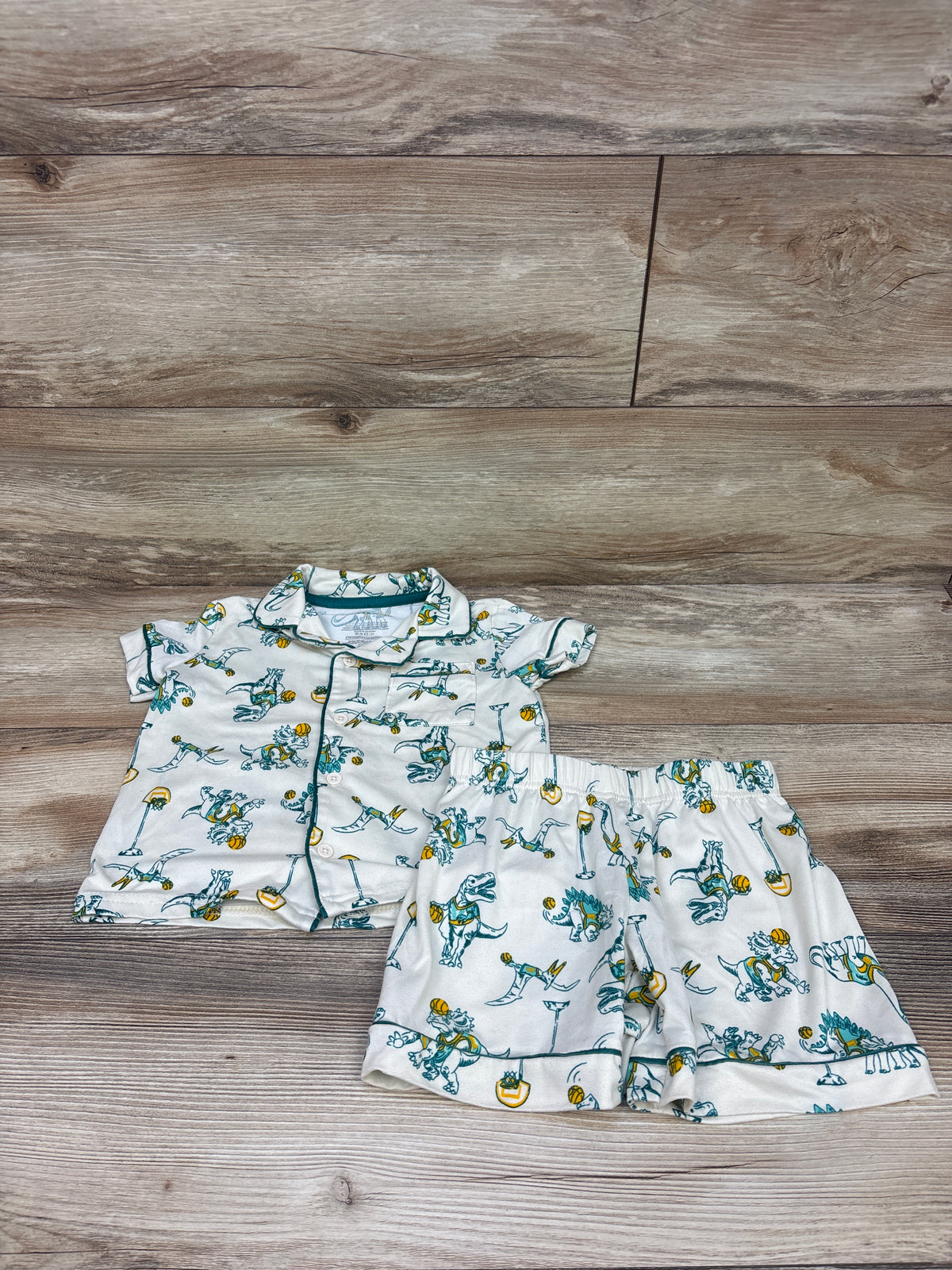Joe Max Jr. 2pc Basketball Dinosaur Coat-Style Pajama Set Cream sz 3T