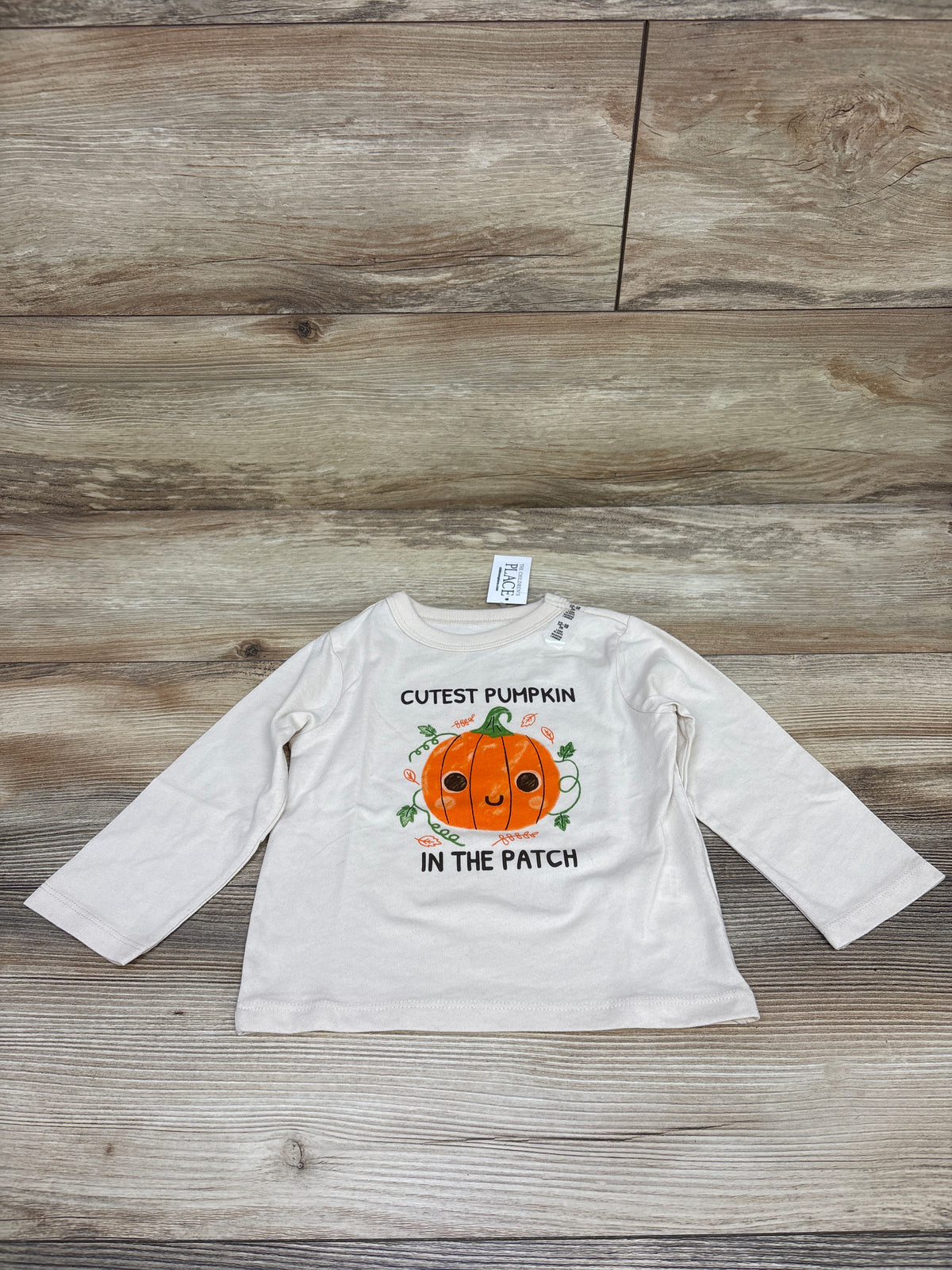 NEW Children's Place Cutest Pumpkin In The Patch Shirt Beige sz 12-18m