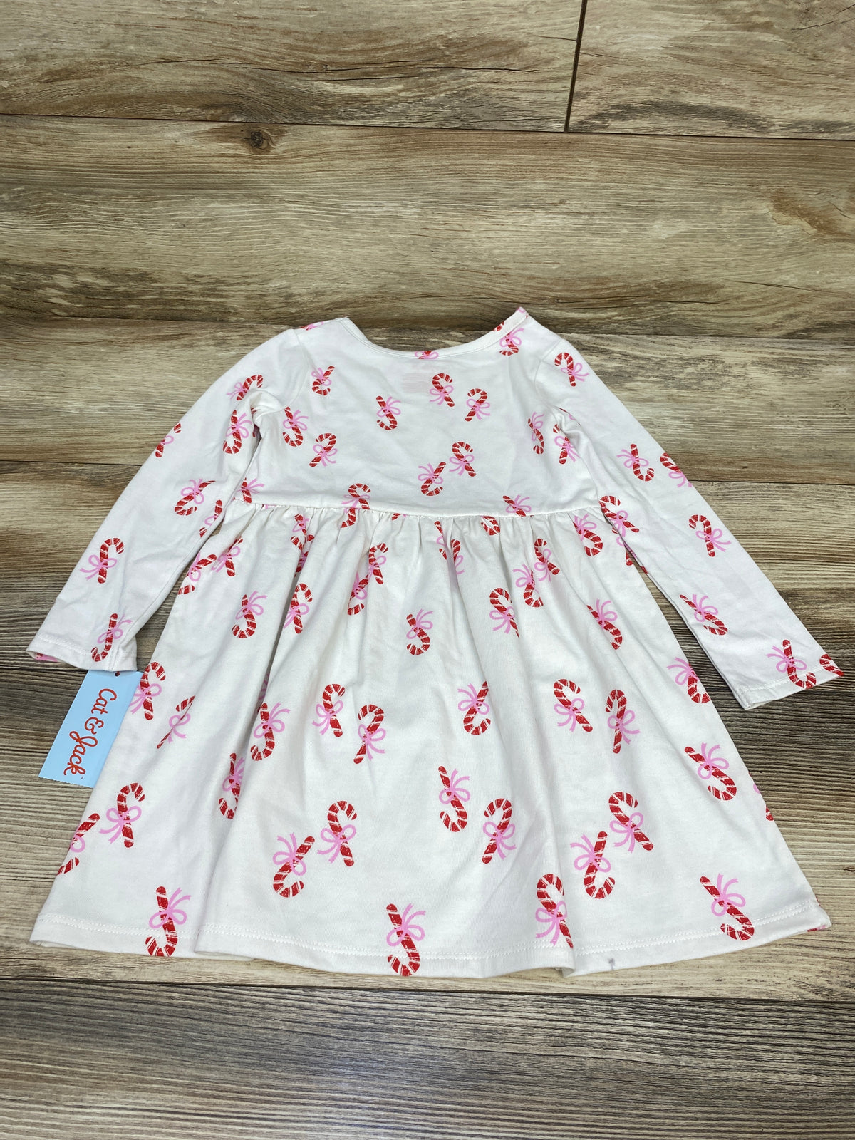 NEW Cat & Jack Long Sleeve Candy Cane Dress White sz 4T