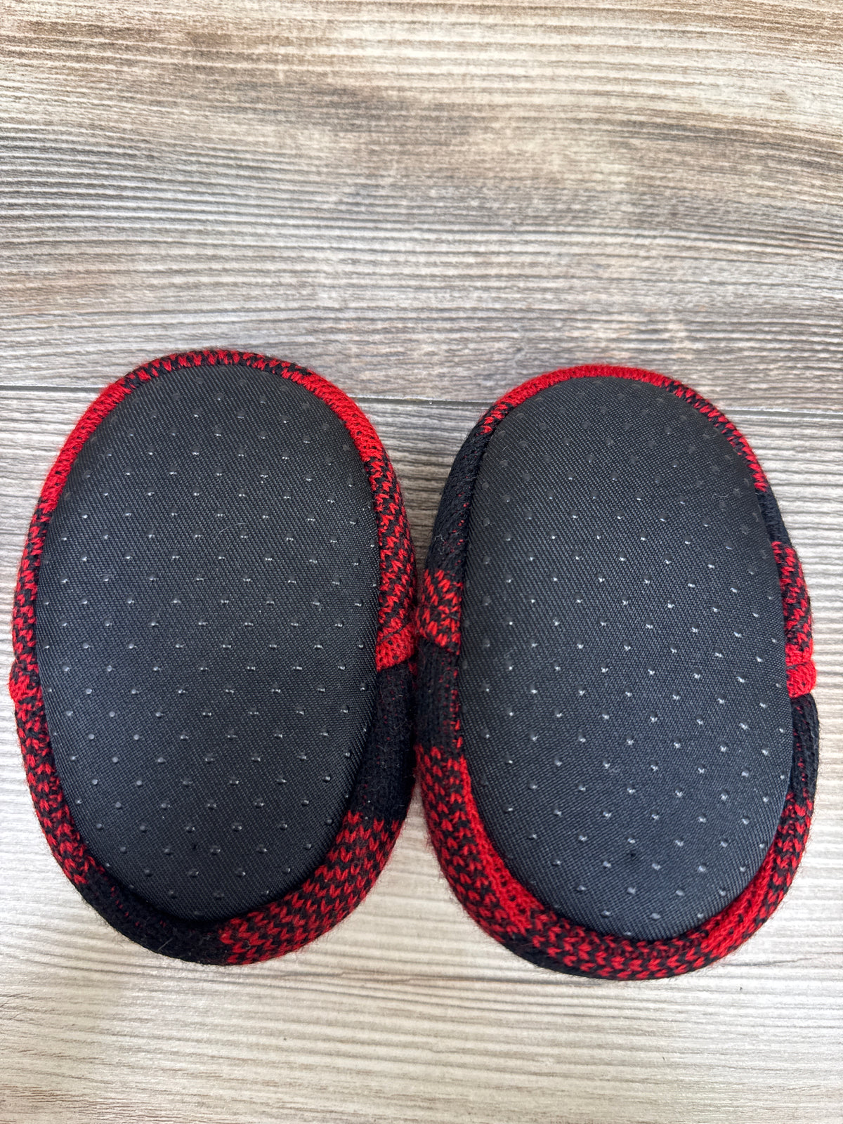 Dearfoams Plaid Baby Bear Slippers Red sz 3-4c