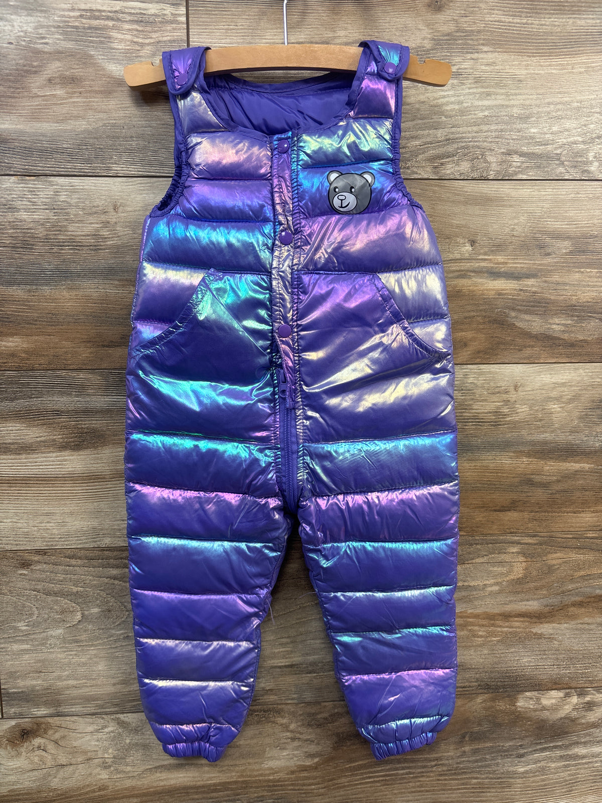 XDZJLR Metallic Sleeveless Puffer Snow Bib Purple sz 2T