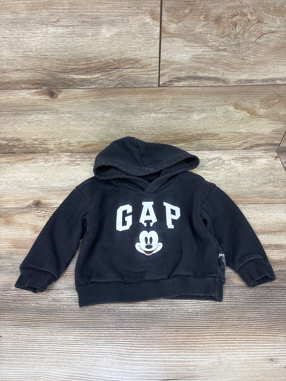 Baby Gap x Disney Mickey Mouse Pullover Hooded Sweatshirt Black sz 18-24m