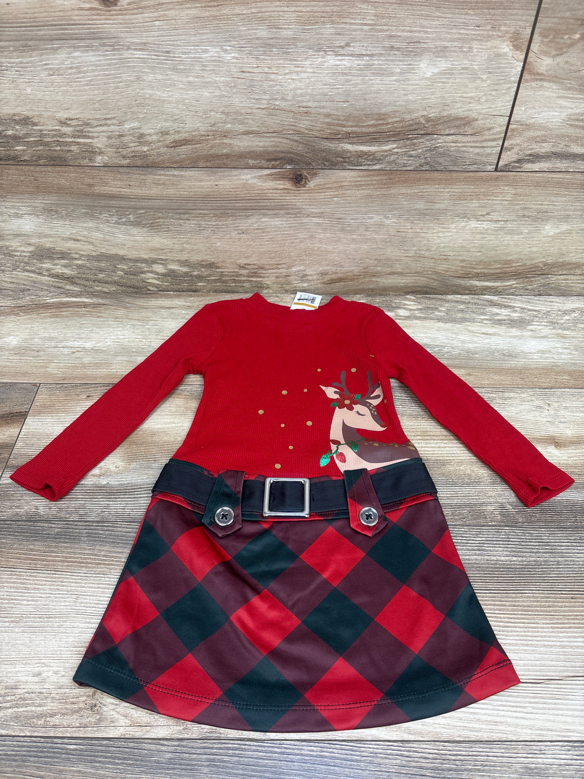 NEW Zunie Ribbed Deer Dress Red sz 3T