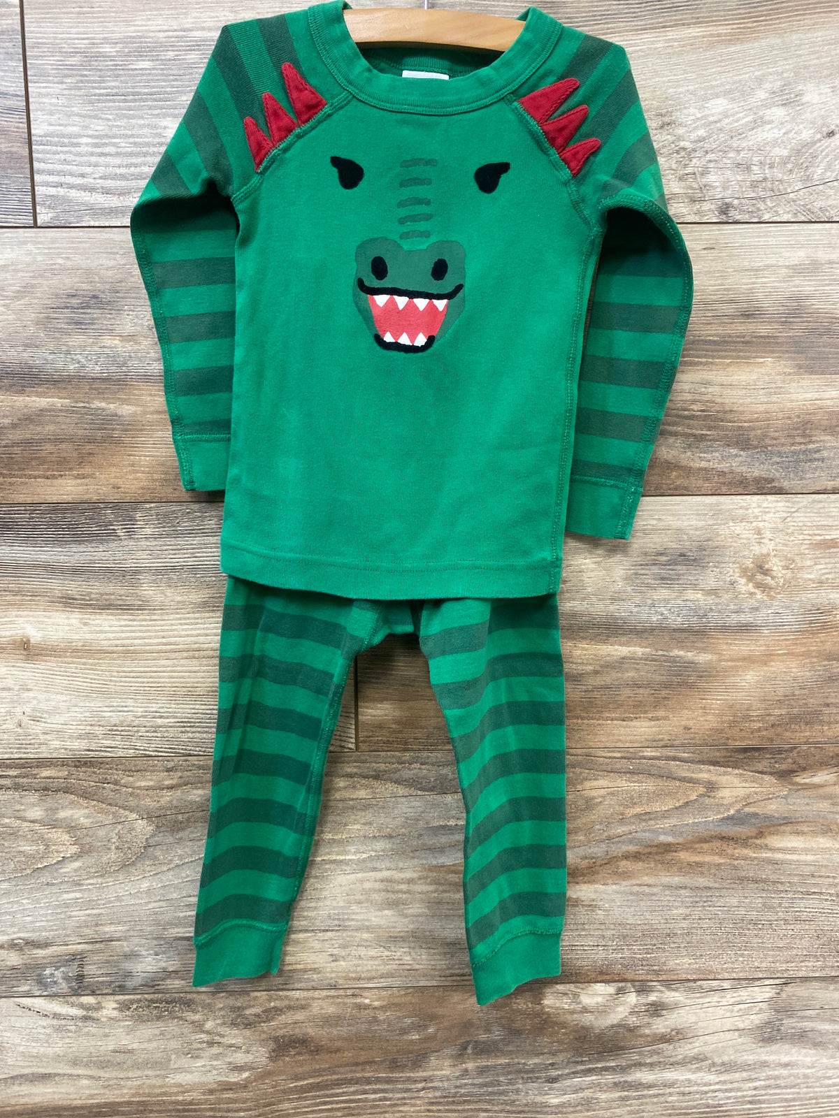 Hanna Andersson 2pc Organic Long Johns Pajama Set Green sz 3T
