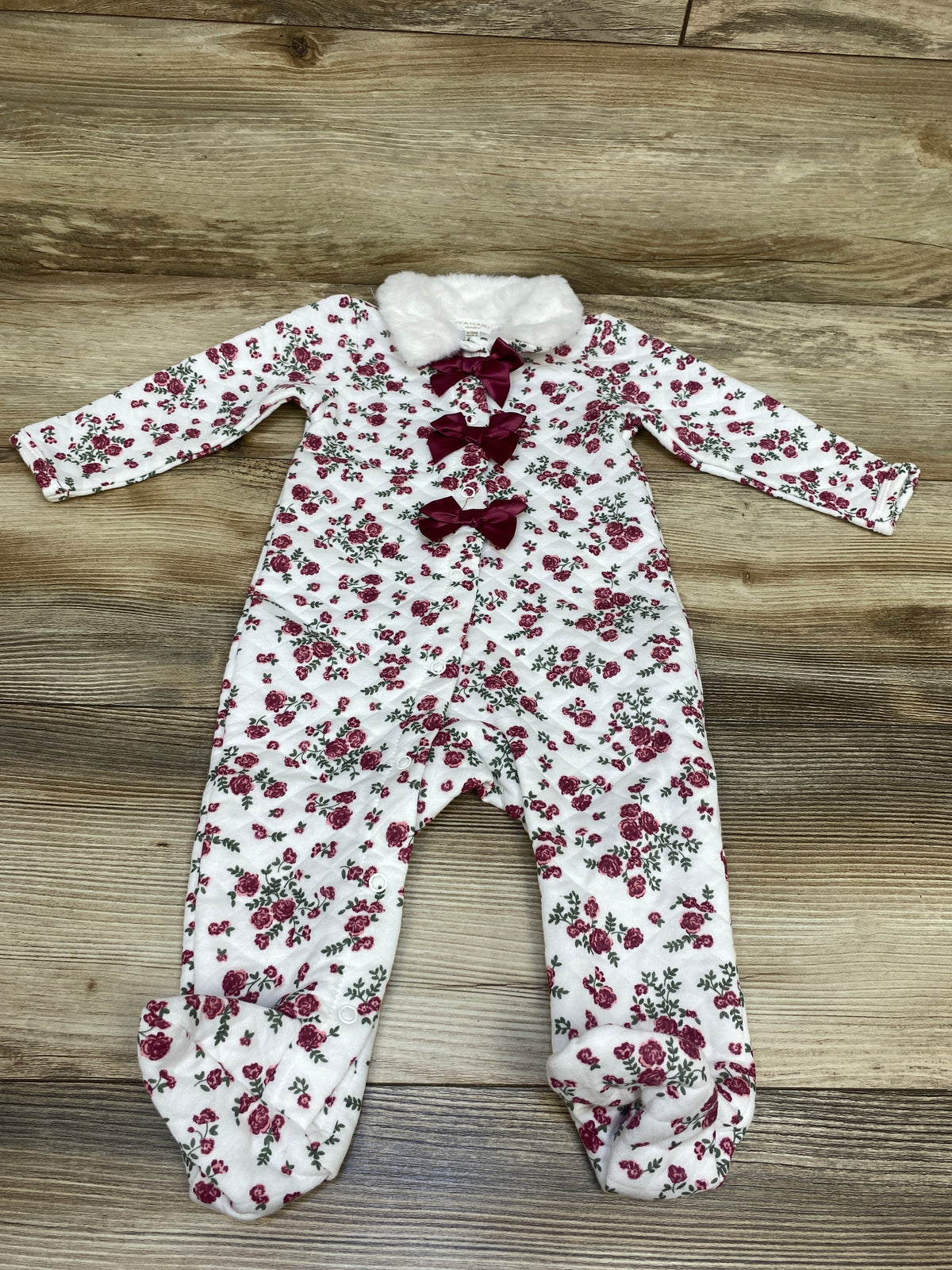Tahari Quilted Fur Collar Coverall White sz 6-9m
