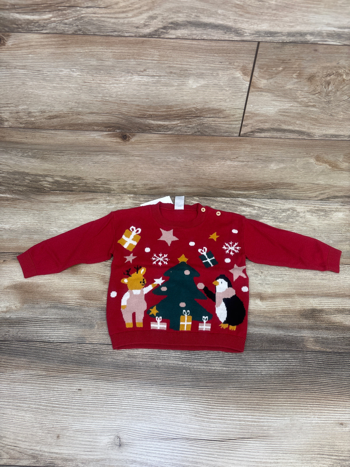NEW H&M Jacquard Knit Christmas Tree Sweater Red sz 9m