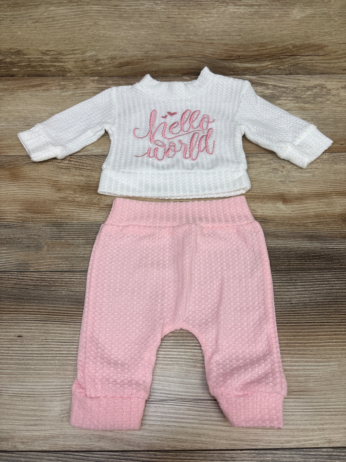 Shein Hello World 2pc Knit Sweater & Pants Set White sz 0-1m