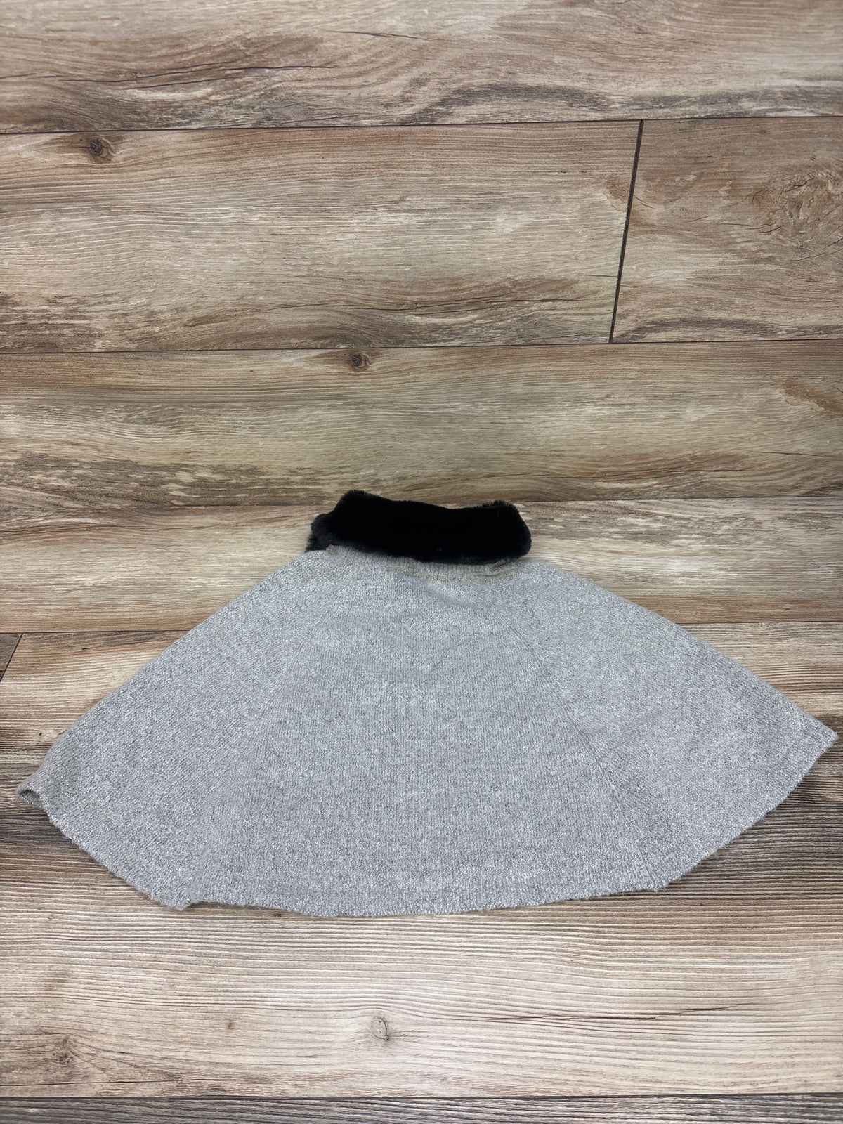 Calvin Klein Jeans Removable Fur Collar Metallic Knit Poncho Grey sz 2T